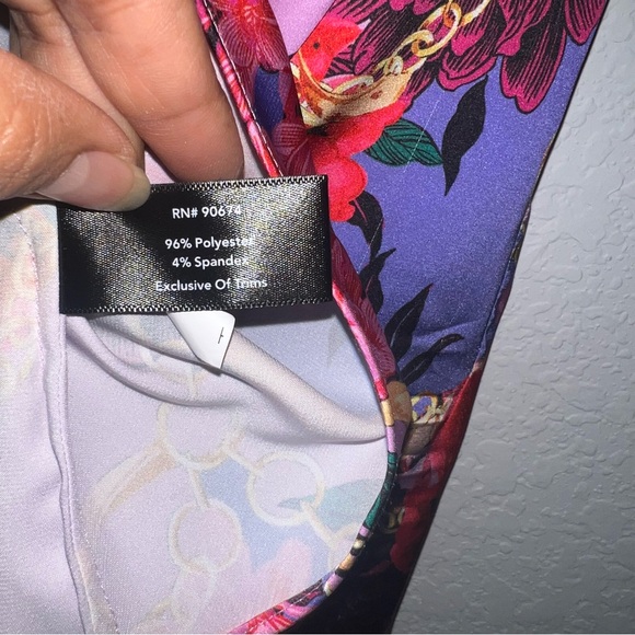 Boston Proper Floral Status Marilyn Cowl Neck Charmeuse Blouse - Picture 4 of 5